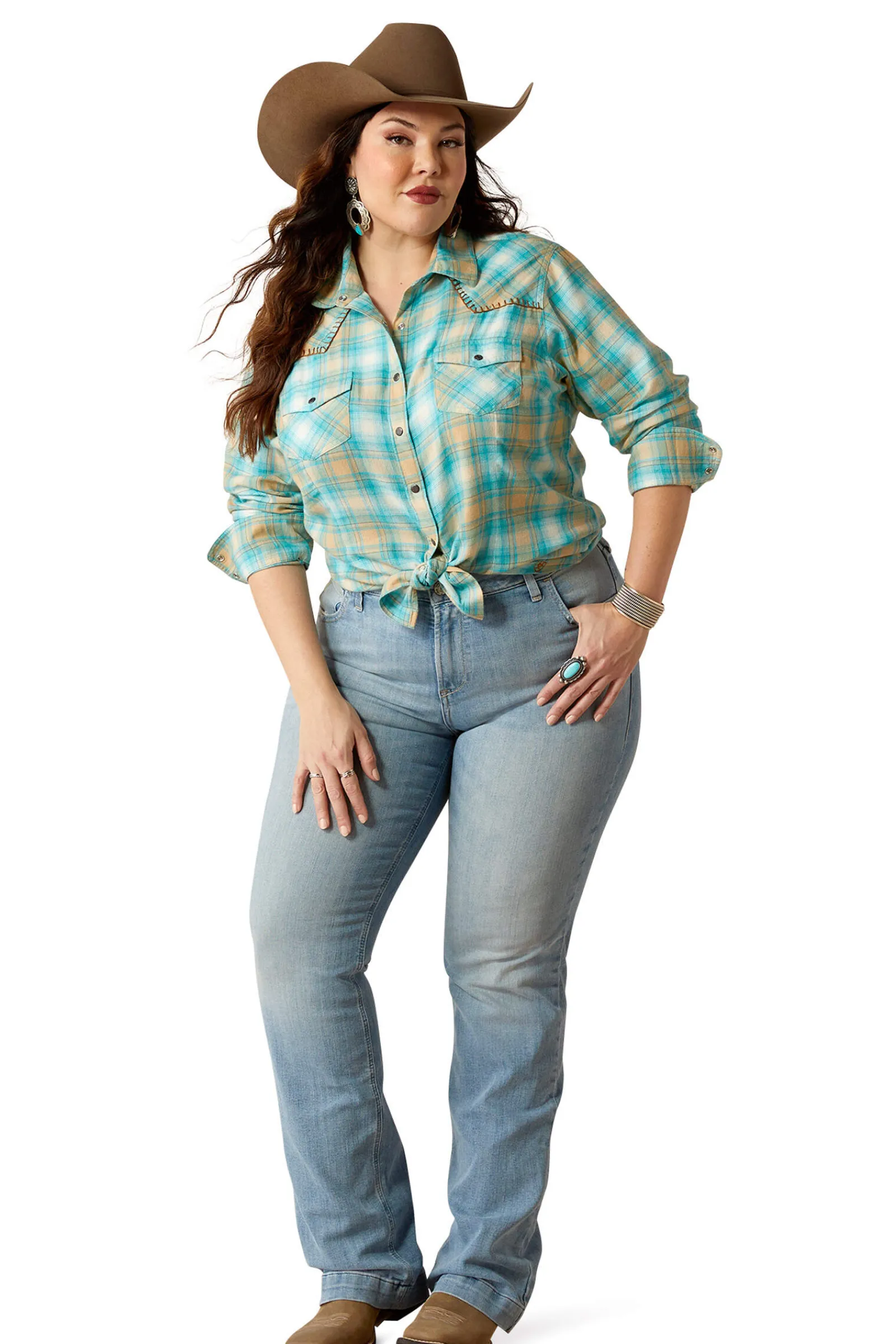 Sale Roping Plaid Shirt Women Tops & T-shirts