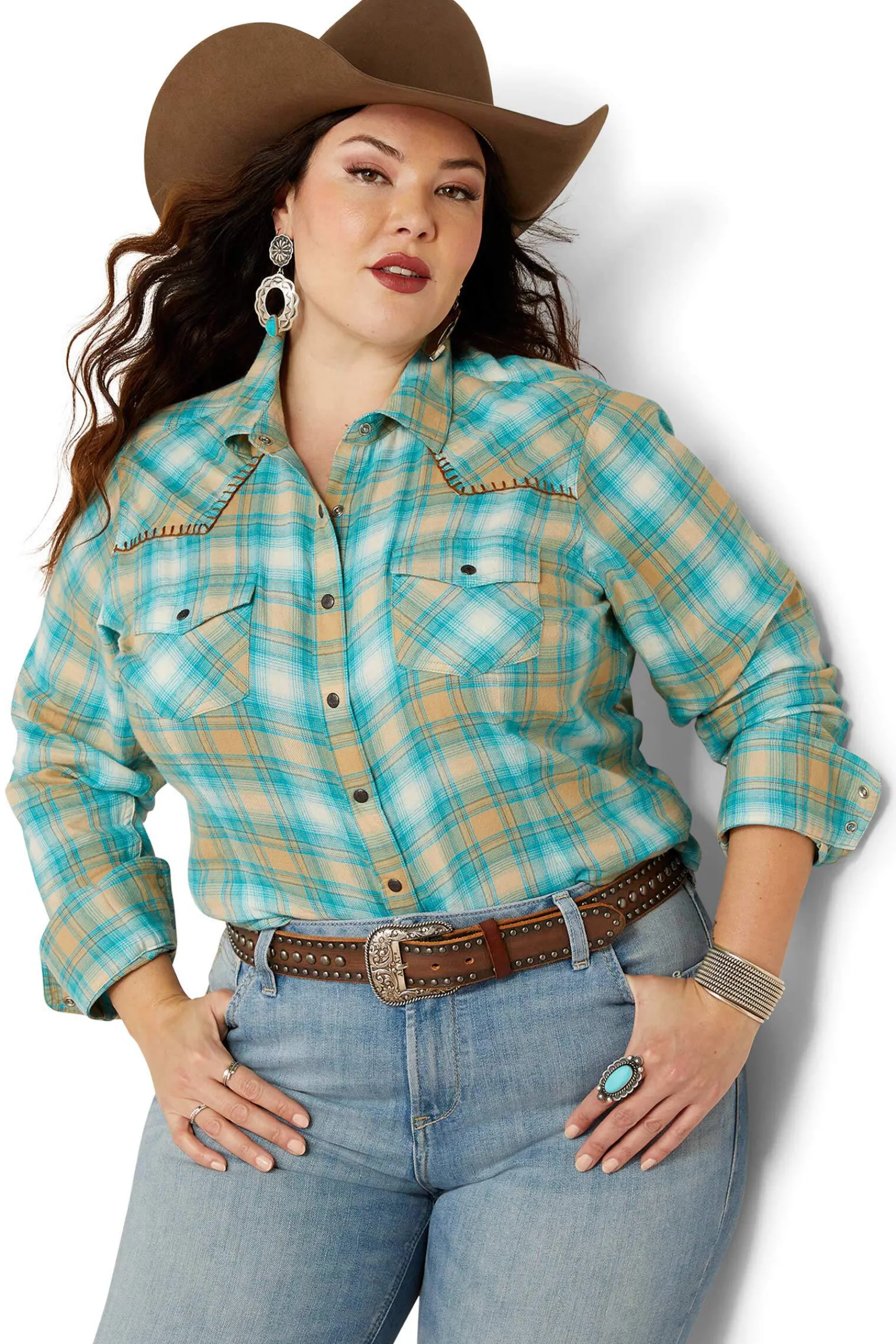 Sale Roping Plaid Shirt Women Tops & T-shirts