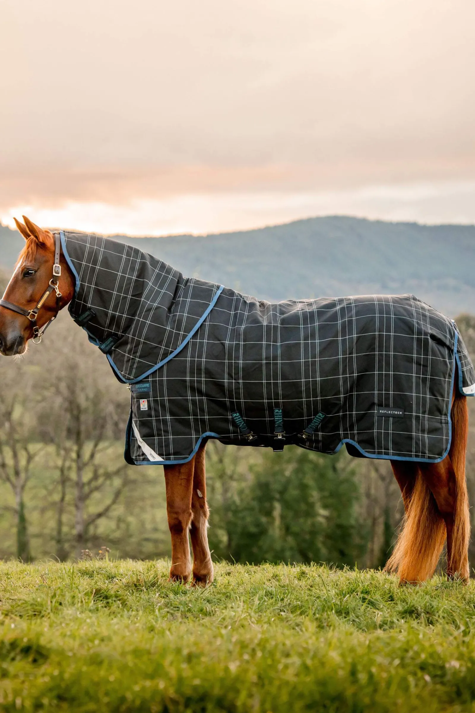 Clearance Rhino Reflectech Plus Vari-Layer Turnout Rug incl. Detachable Hood, 250g Lightweight Turnout Rugs