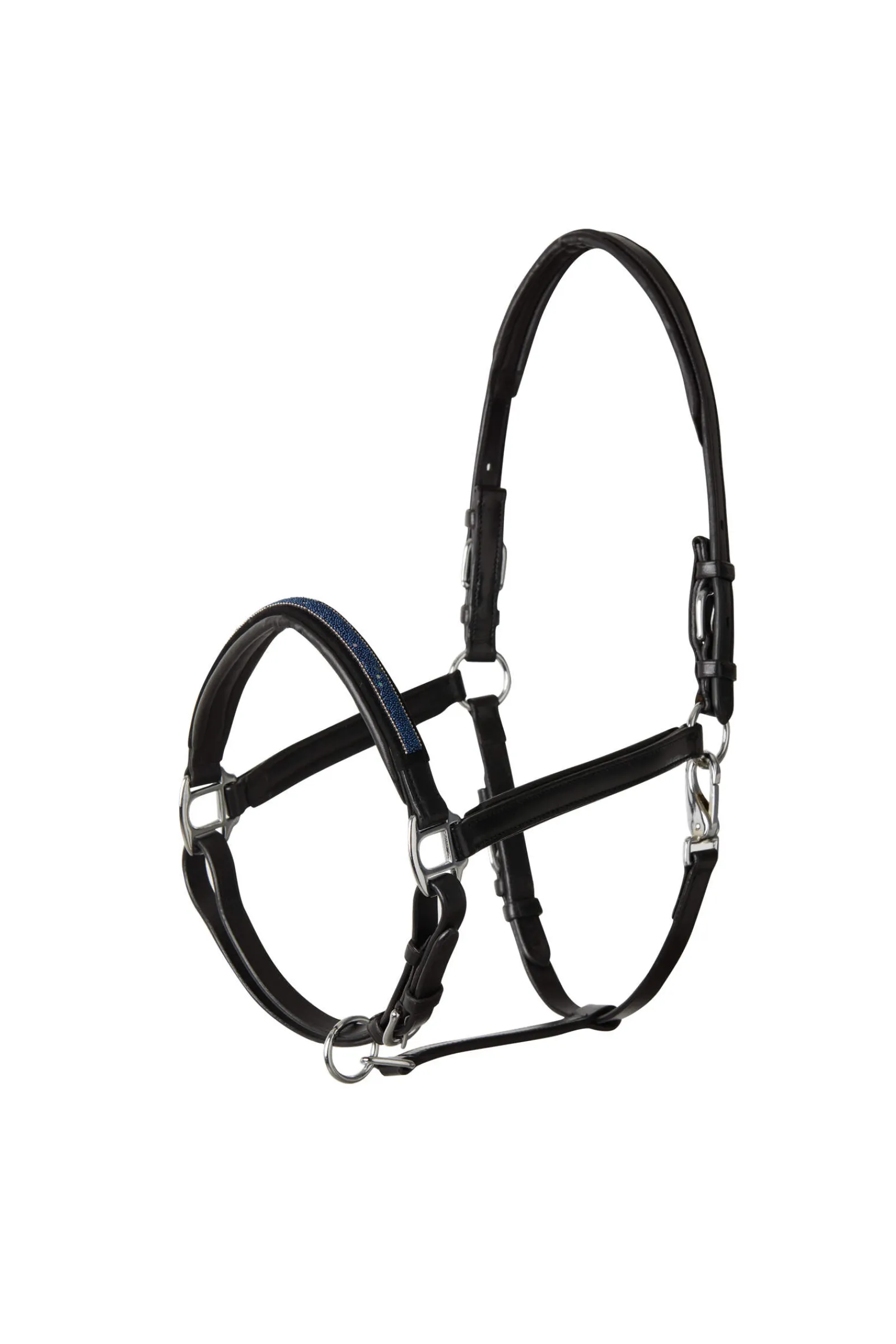 Discount Leather Halter with Crystal Nose Band Headcollars & Halters