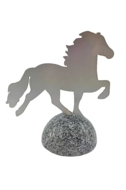 Discount Decorative horse, stainless steel on polished granite stone Gifts & Horse Toys