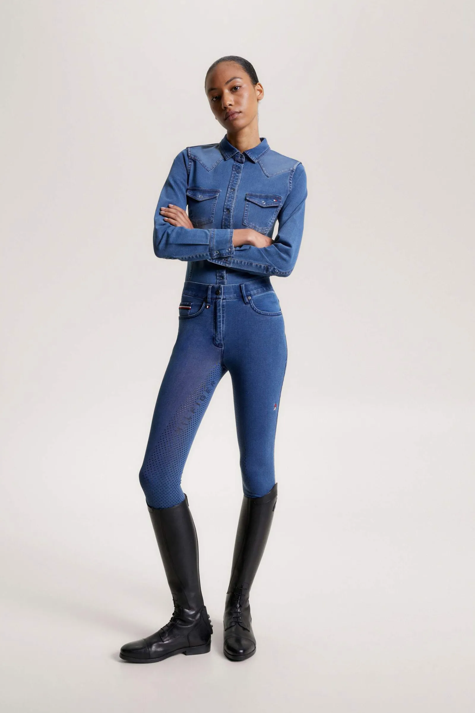 Outlet Tommy Hilfiger Equestrian Woodside Stretch Denim shirt Women Tops & T-shirts