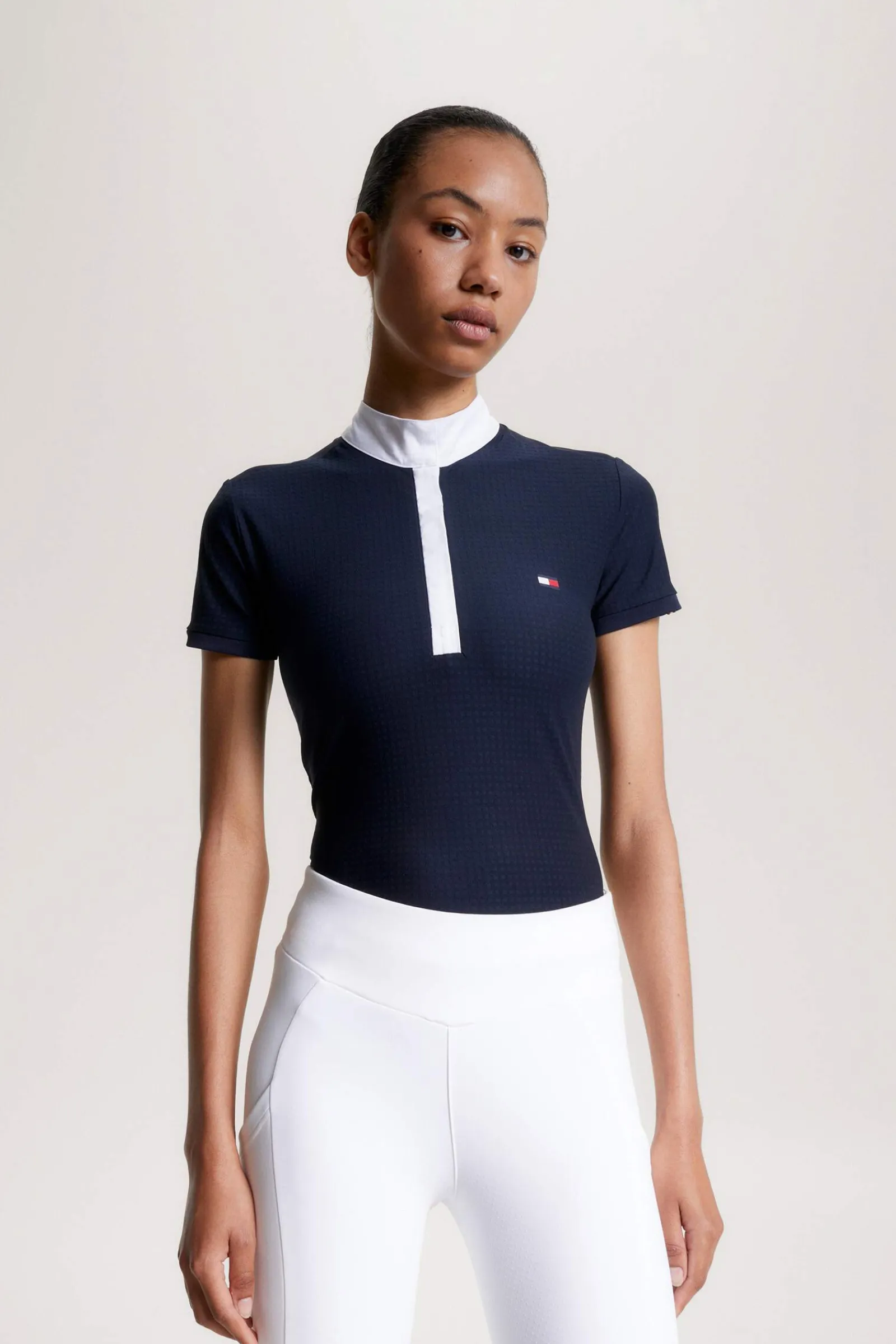 Hot Tommy Hilfiger Equestrian Chelsea Cooling Short Sleeve Logo Show Shirt Women Show Clothing|Tops & T-shirts