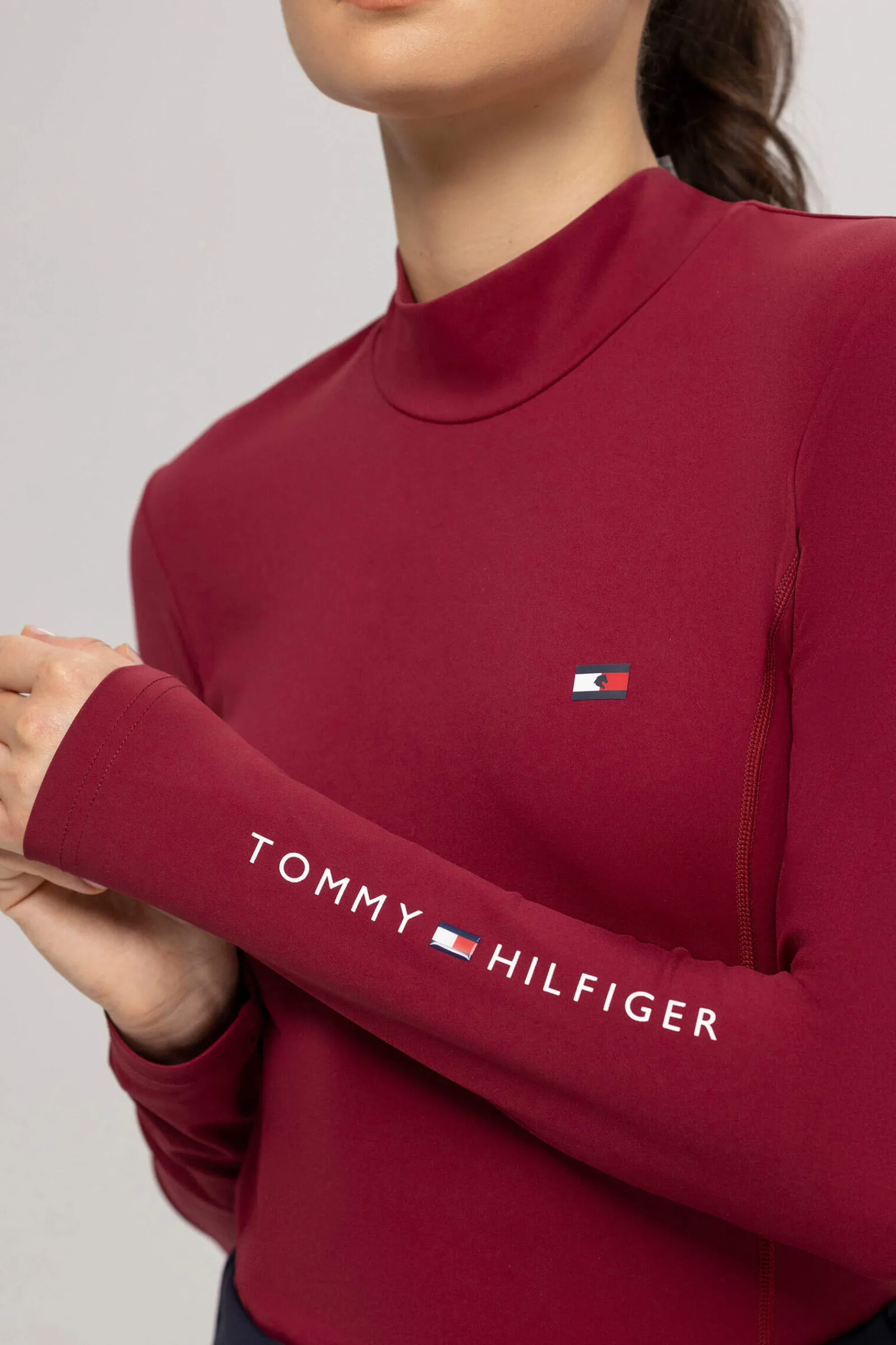 Fashion Tommy Hilfiger Equestrian High Neck Women´s Long Sleeve Baselayer Shirt Women Tops & T-shirts