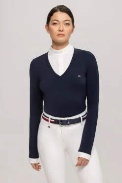 Hot Tommy Hilfiger Equestrian Montana Women´s 2-in-1 Show Shirt Women Show Clothing|Tops & T-shirts